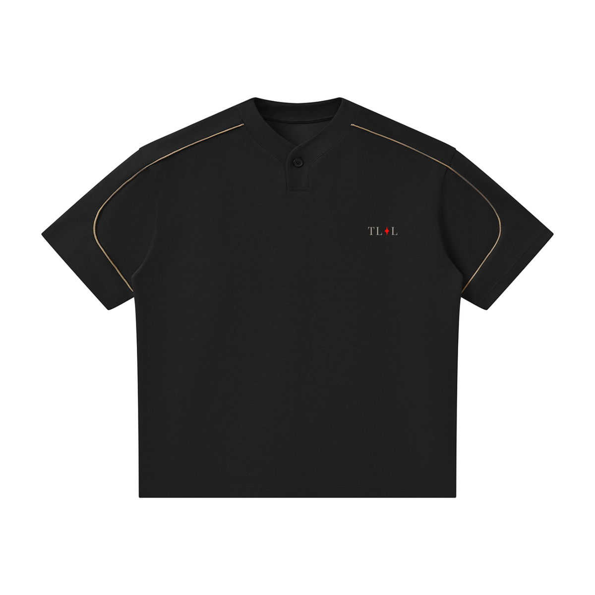 Unisex Oversized Piping Henley T-Shirt