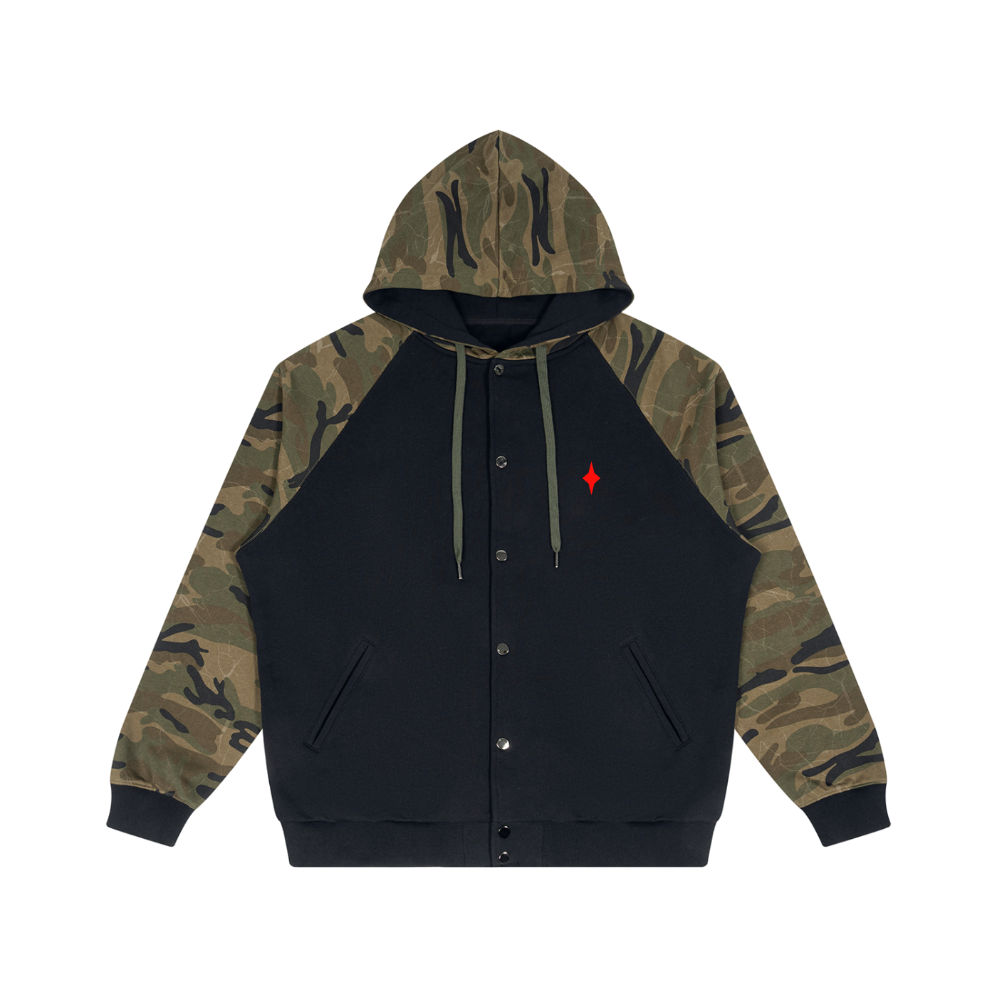Unisex Camo-Splice Raglan Zip Hoodie