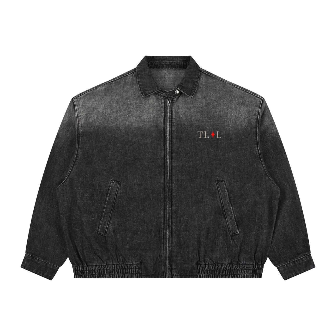 Unisex Vintage Wash Full-Zip Denim Jacket
