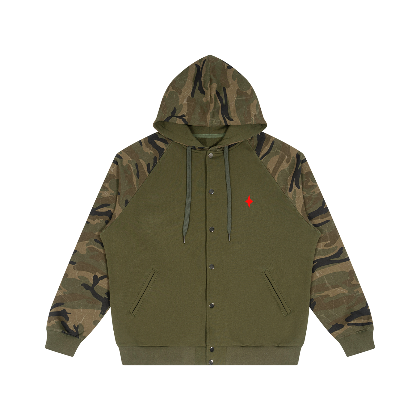 Unisex Camo-Splice Raglan Zip Hoodie