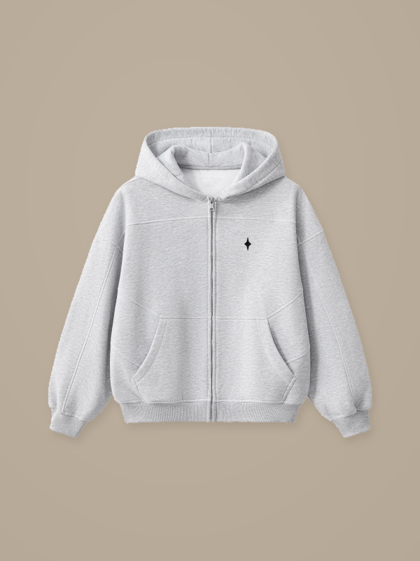 Flower Gray TLOL contrast-stitched fleece hoodie product front #Color_flower gray