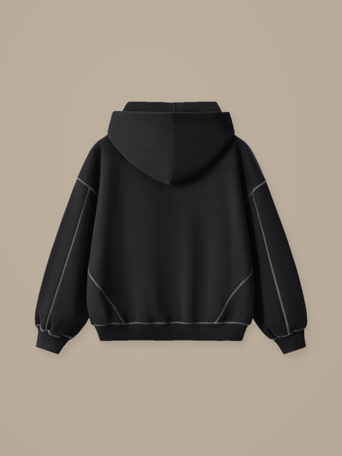 Black TLOL contrast-stitched fleece hoodie product back #Color_black