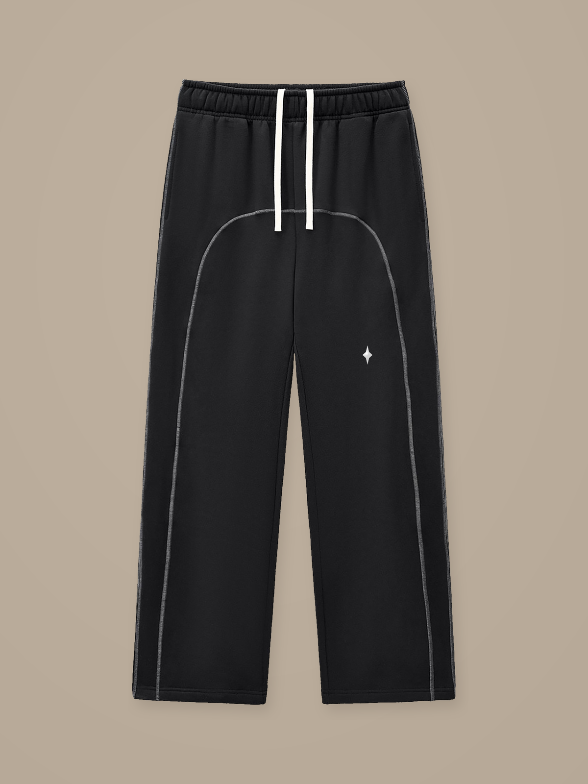 Black TLOL contrast-stitched fleece pants product front #Color_black