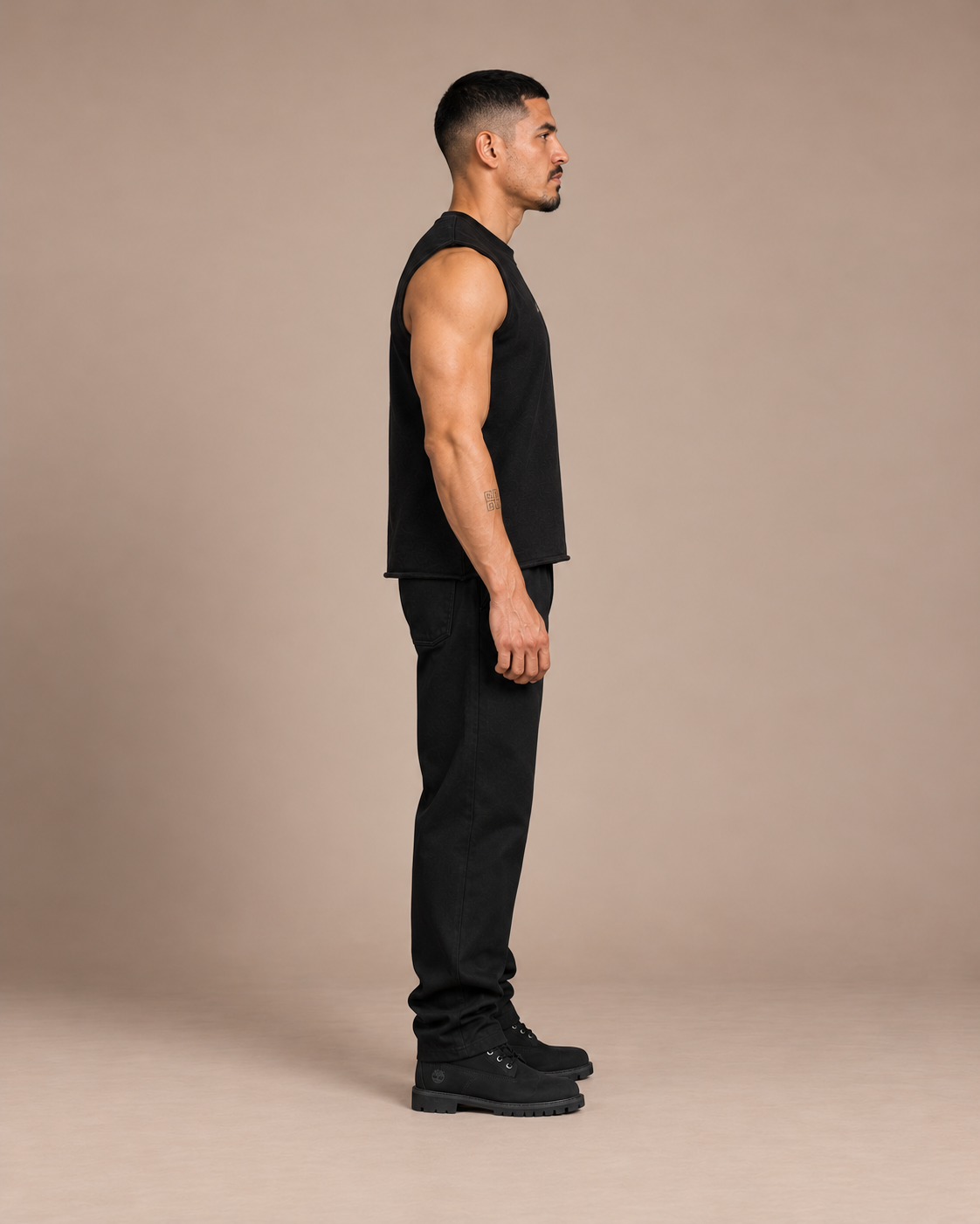 TLOL Gratitude French Terry Boxy Tank — Black — right view