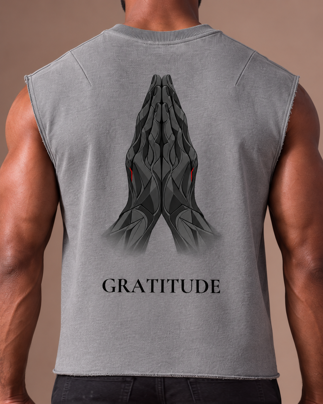 TLOL Gratitude French Terry Boxy Tank — Gray — detail view