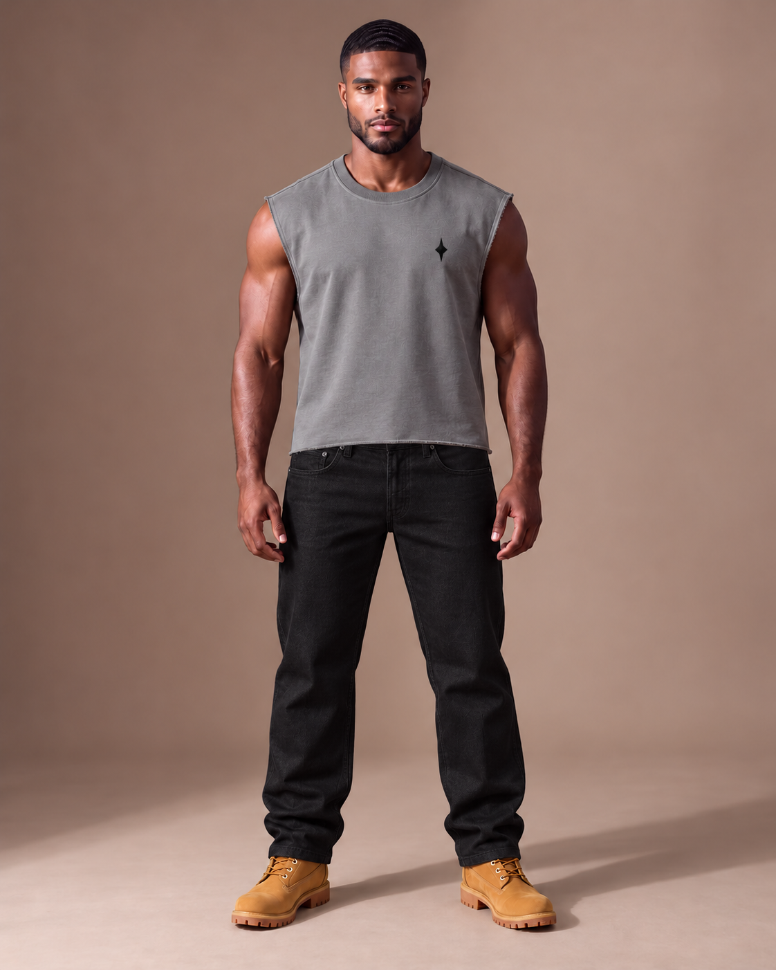 TLOL Gratitude French Terry Boxy Tank — Gray — front view