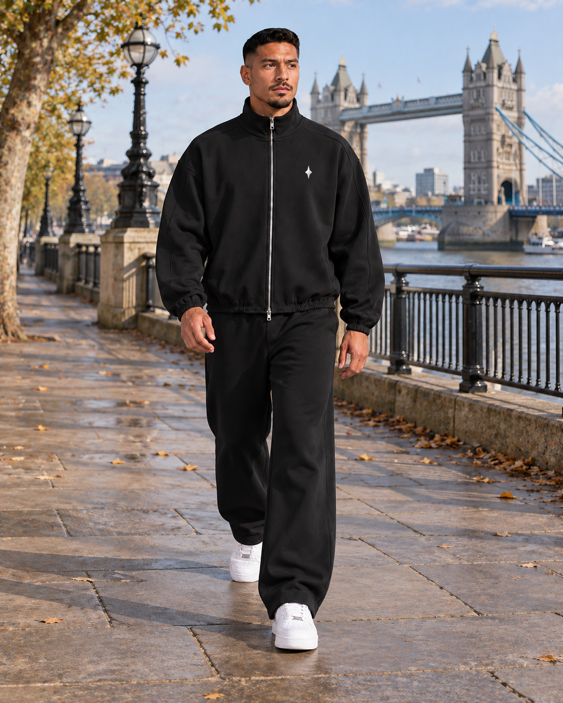 TLOL heavyweight stand-collar jacket in Black, london lifestyle #Color_black