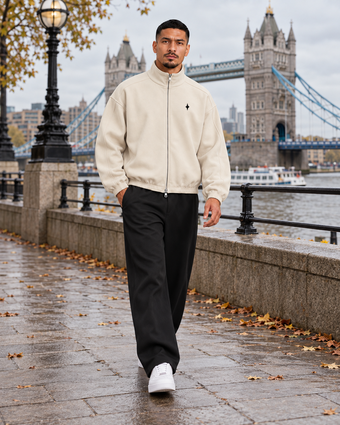 TLOL heavyweight stand-collar jacket in Mild Apricot, london lifestyle #Color_mild apricot
