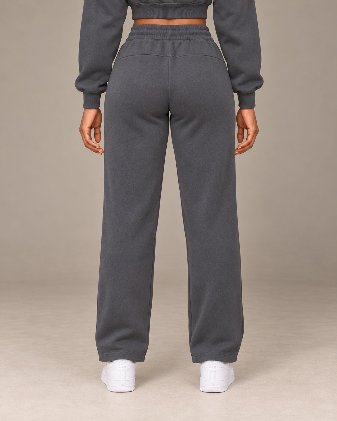 TLOL I AM ENOUGH Weighted Pillar straight-leg sweatpants in Charcoal Gray, back view