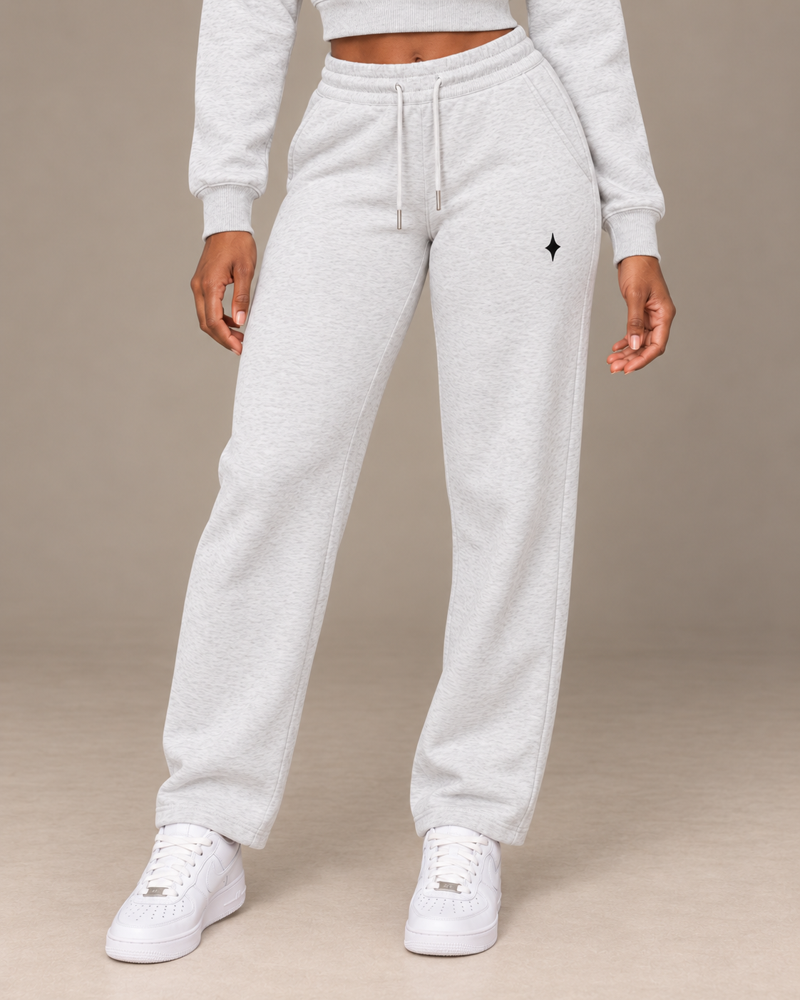 TLOL I AM ENOUGH Weighted Pillar straight-leg sweatpants in Flower Gray, front view